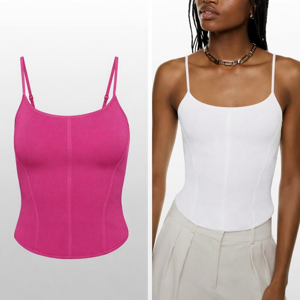 Aritzia Babaton Sculpt Knit Moma Bustier Top Pink Women's Medium